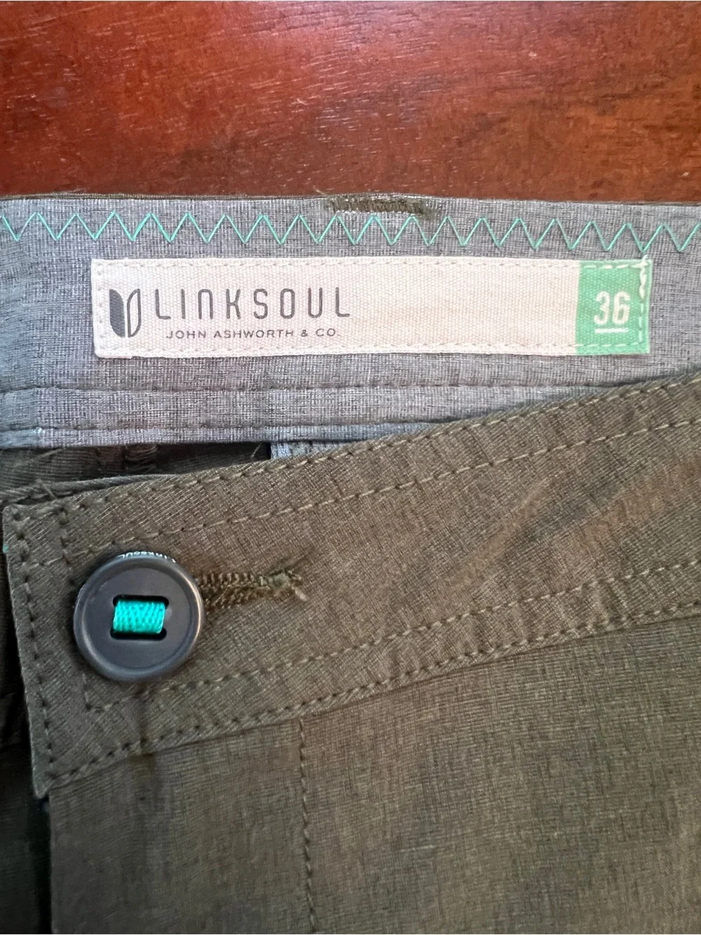 LINKSOUL 5-Pocket Golf Pants Men's Size 36R Forest Green Performance